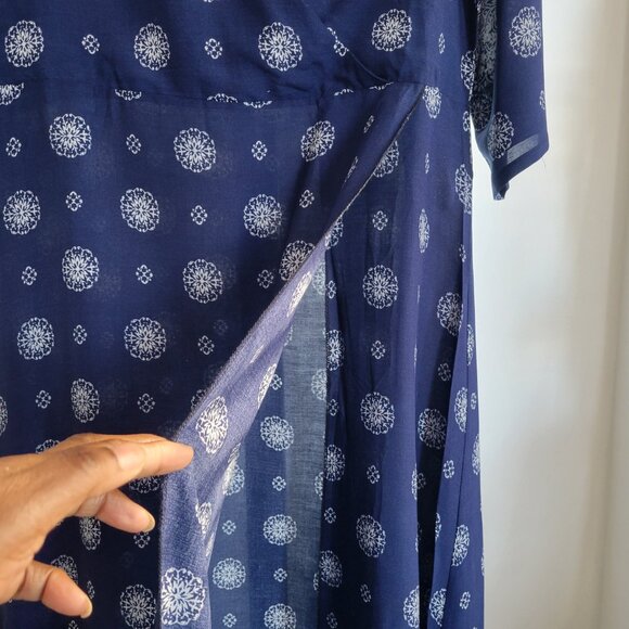 Biubiu Women’s Long Wrap Short Sleeve Navy Blue Boho Bohemian Maxi Dress (Size: - Picture 11 of 15